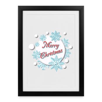 Merry Christmas - Feliz Navidad - Snow - Framed poster (27 × 37 cm) - black - Front