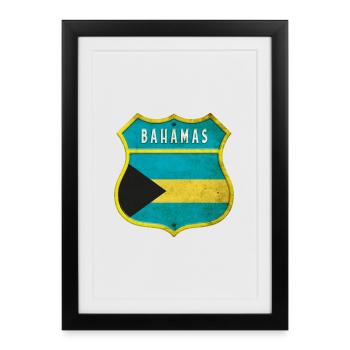 Design du drapeau des Bahamas - Affiche encadrée (27 × 37 cm) - noir - Devant