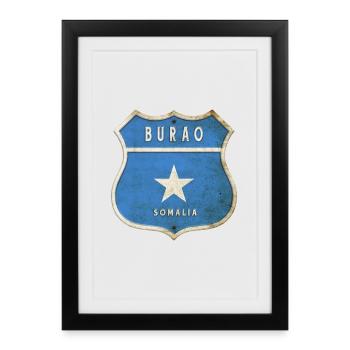 Armoiries de Burao, motif du drapeau de la Somalie - Affiche encadrée (27 × 37 cm) - noir - Devant