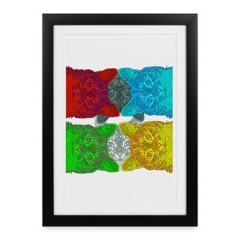 Colourful Cats (Pop Art) designed by HeiArts - Framed poster (27 × 37 cm) - black - Front