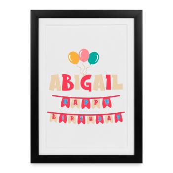 t-shirt Abigail joyeux anniversaire joyeux anniversaire - Affiche encadrée (27 × 37 cm) - noir - Devant