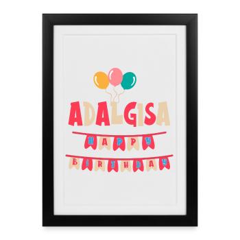 Adalgisa t-shirt happy birthday birthday - Framed poster (27 × 37 cm) - black - Front