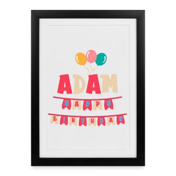 Adam t-shirt joyeux anniversaire t-shirt idée cadeau - Affiche encadrée (27 × 37 cm) - noir - Devant