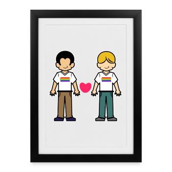 Heart Lgb Mariage homosexuel Droits de l’homme - Affiche encadrée (27 × 37 cm) - noir - Devant