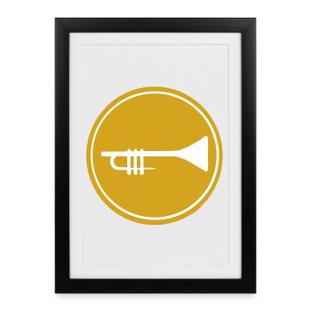 Trompette - Affiche encadrée (27 × 37 cm) - noir - Devant