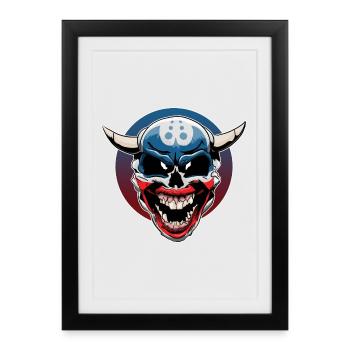 Evil clown skull with demonic laughter - Framed poster (27 × 37 cm) - black - Front