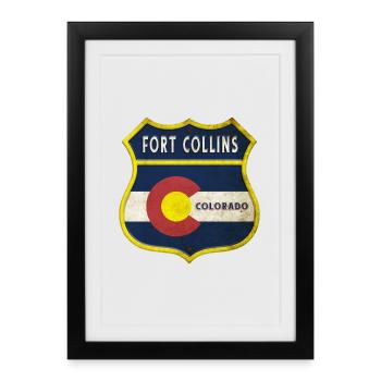 Design des armoiries de Fort Collins Colorado - Affiche encadrée (27 × 37 cm) - noir - Devant