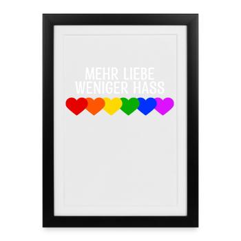 Liebe Herz Lgbt Homo Regenbogen Menschenrechte - Gerahmtes Poster (27 × 37 cm) - Schwarz - Vorne