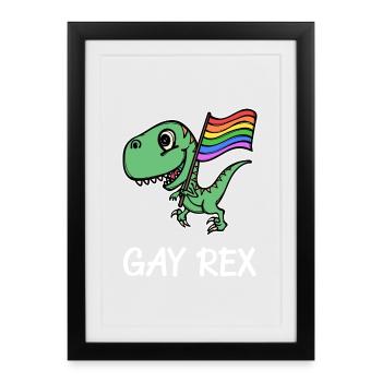 Dinosaur Gay Lgbt Rainbow Flag Saying - Framed poster (27 × 37 cm) - black - Front