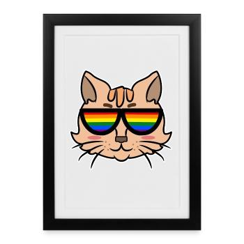 Cool Lgbt Cat Arc-en-ciel Transgenre Csd Lesbiennes - Affiche encadrée (27 × 37 cm) - noir - Devant