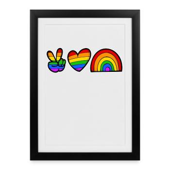 Sexuality Lgbt Heart Love Rainbow Bisexual - Framed poster (27 × 37 cm) - black - Front