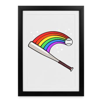 Lgbt Parade Homo Rainbow Flag Gay Lesbienne - Affiche encadrée (27 × 37 cm) - noir - Devant