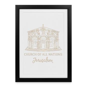 Jerusalem, Church of all Nations, Israel - Framed poster (27 × 37 cm) - black - Front