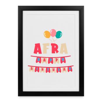 T-shirt Afra joyeux anniversaire joyeux anniversaire - Affiche encadrée (27 × 37 cm) - noir - Devant