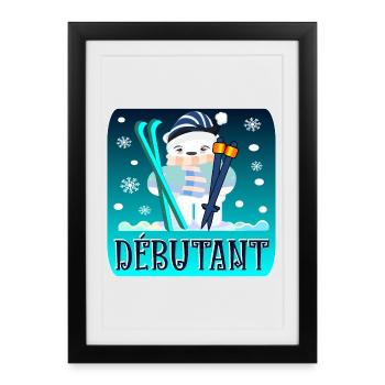 WINTER - Beginner - SKIING - BEAR - Framed poster (27 × 37 cm) - black - Front