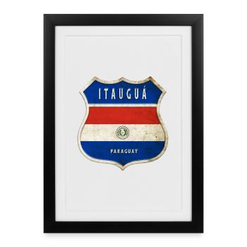 Design du drapeau d'Itauguá, Paraguay - Affiche encadrée (27 × 37 cm) - noir - Devant