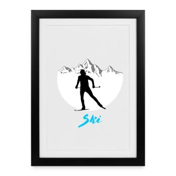 Ski de fond - Affiche encadrée (27 × 37 cm) - noir - Devant