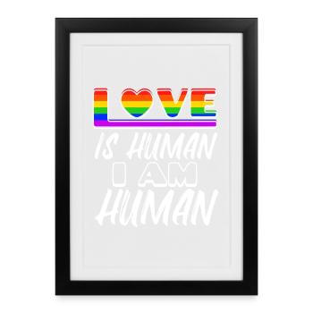 Droits de l’homme LGBT Love Heart Déclaration Homo - Affiche encadrée (27 × 37 cm) - noir - Devant