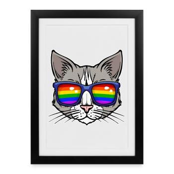 Lesbian Bisexual Relationship Cool Lgbt Cat - Framed poster (27 × 37 cm) - black - Front