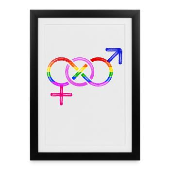 Mariage homosexuel arc-en-ciel lgbt amour - Affiche encadrée (27 × 37 cm) - noir - Devant