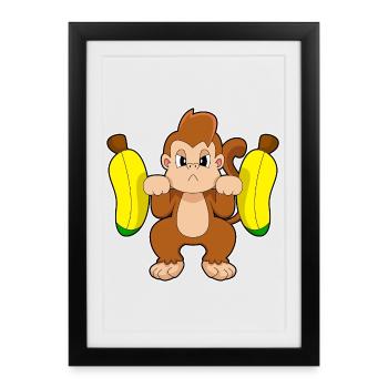 Bodybuilder Singe Bodybuilder Barbell Bodybuilding - Affiche encadrée (27 × 37 cm) - noir - Devant