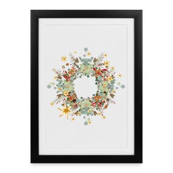 Cadre de Noël fait de verts et de bonbons - Affiche encadrée (27 × 37 cm) - noir - Devant