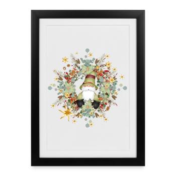cute elf in the context of Christmas - Framed poster (27 × 37 cm) - black - Front