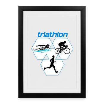 Triathlon - Affiche encadrée (27 × 37 cm) - noir - Devant