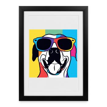 Vibrant Sunglass Pup Pop Art - Framed poster (27 × 37 cm) - black - Front
