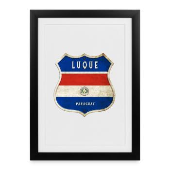 Design du drapeau de Luque Paraguay - Affiche encadrée (27 × 37 cm) - noir - Devant