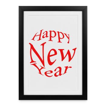 happy new year - Affiche encadrée (27 × 37 cm) - noir - Devant