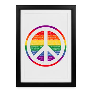 Signe arc-en-ciel de paix. - Affiche encadrée (27 × 37 cm) - noir - Devant