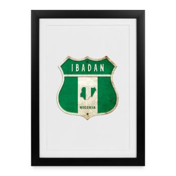Design du drapeau d'Ibadan, Nigeria - Affiche encadrée (27 × 37 cm) - noir - Devant