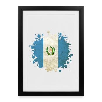 Blob de drapeaux vintage du Guatemala - Affiche encadrée (27 × 37 cm) - noir - Devant