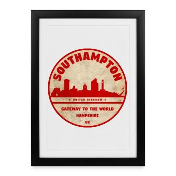 Insigne de la Skyline de Southampton - Affiche encadrée (27 × 37 cm) - noir - Devant