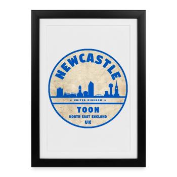 Insigne de la Skyline des Toons de Newcastle - Affiche encadrée (27 × 37 cm) - noir - Devant