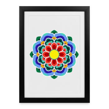 Dancheong 단청 - single (Ver.4) - Affiche encadrée (27 × 37 cm) - noir - Devant