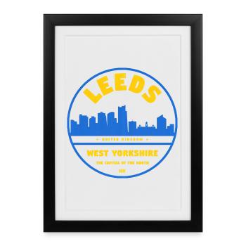 Leeds Skyline City Logo West Yorkshire - Framed poster (27 × 37 cm) - black - Front