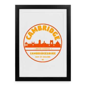 Timbre Cambridge Skyline UK - Affiche encadrée (27 × 37 cm) - noir - Devant
