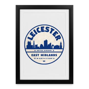 Logo de la ligne de contournement de la ligne de cheveux de Leicester East Midlands - Affiche encadrée (27 × 37 cm) - noir - Devant