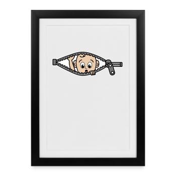 Baby Bump Baby Happiness Pregnant Pregnancy Mom - Affiche encadrée (27 × 37 cm) - noir - Devant