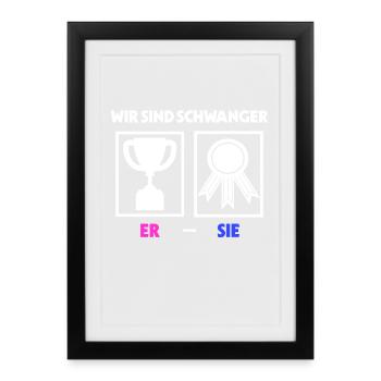 Schwangerschaft Schwanger Familie Eltern Statement - Gerahmtes Poster (27 × 37 cm) - Schwarz - Vorne
