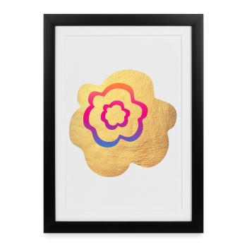 Dégradé Fleur Or Yoga Méditation Namaste Om - Affiche encadrée (27 × 37 cm) - noir - Devant