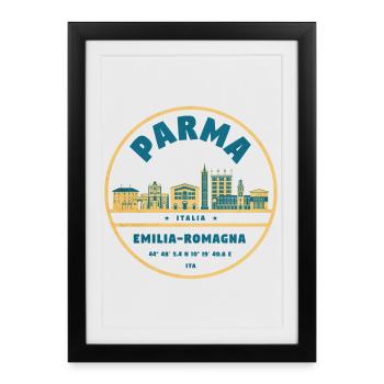 Paysage urbain d’Émilie-Romagne - Affiche encadrée (27 × 37 cm) - noir - Devant