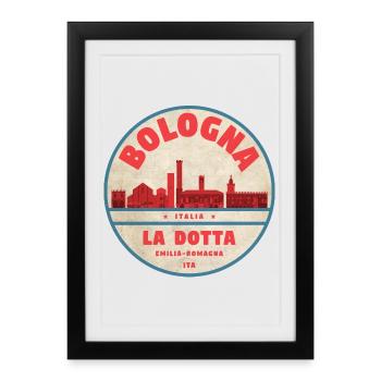 Badge Bologna Italie Skyline - Affiche encadrée (27 × 37 cm) - noir - Devant