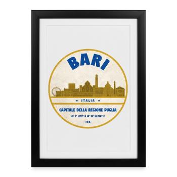 Insigne vintage Bari Skyline - Affiche encadrée (27 × 37 cm) - noir - Devant
