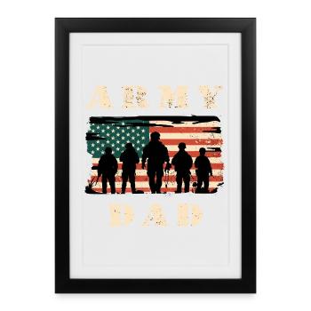 Papa militaire avec drapeau américain - Affiche encadrée (27 × 37 cm) - noir - Devant