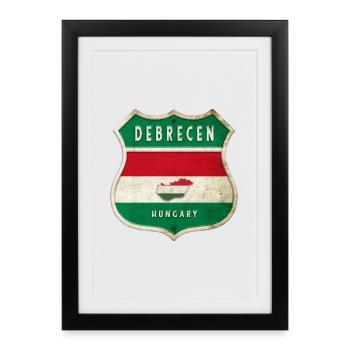 Design du drapeau hongrois de Debrecen - Affiche encadrée (27 × 37 cm) - noir - Devant