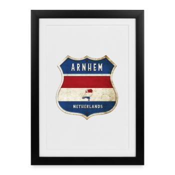 Design des armoiries d'Arnhem, Pays-Bas - Affiche encadrée (27 × 37 cm) - noir - Devant