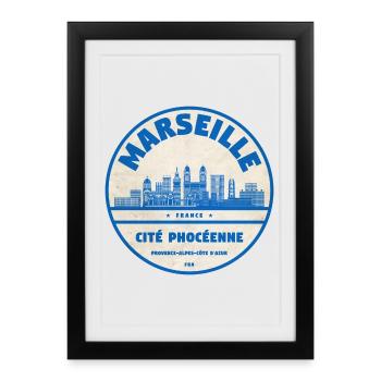 Marseille - Affiche encadrée (27 × 37 cm) - noir - Devant